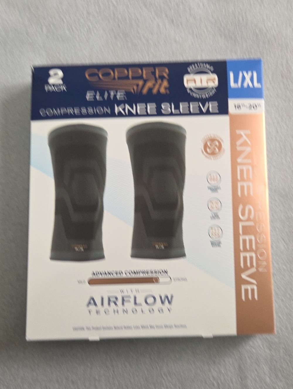 Copperbfit Elite Compression Knee Sleeve -2 Pack Black (L/XL)